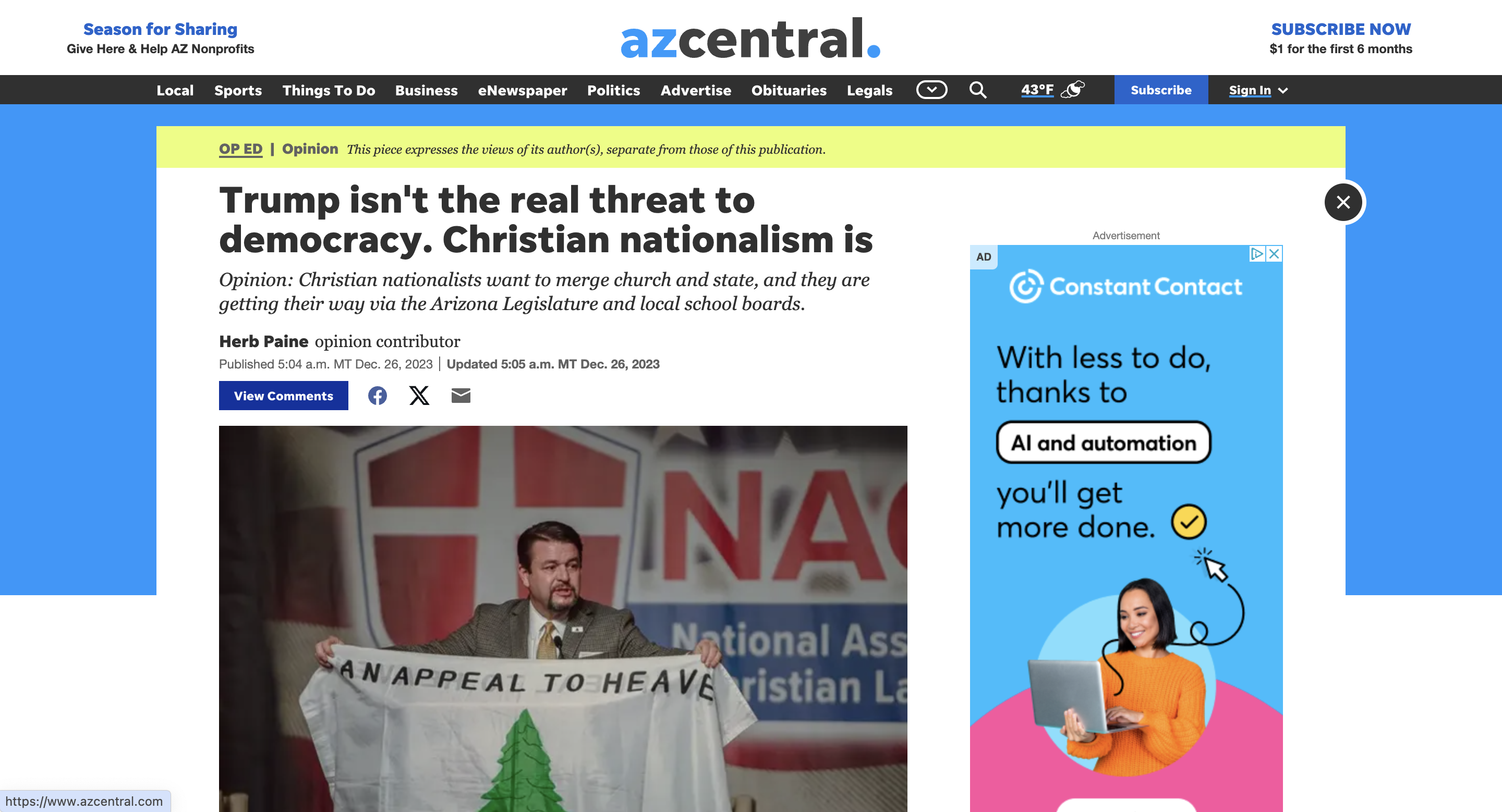 Screenshot of AZ Central