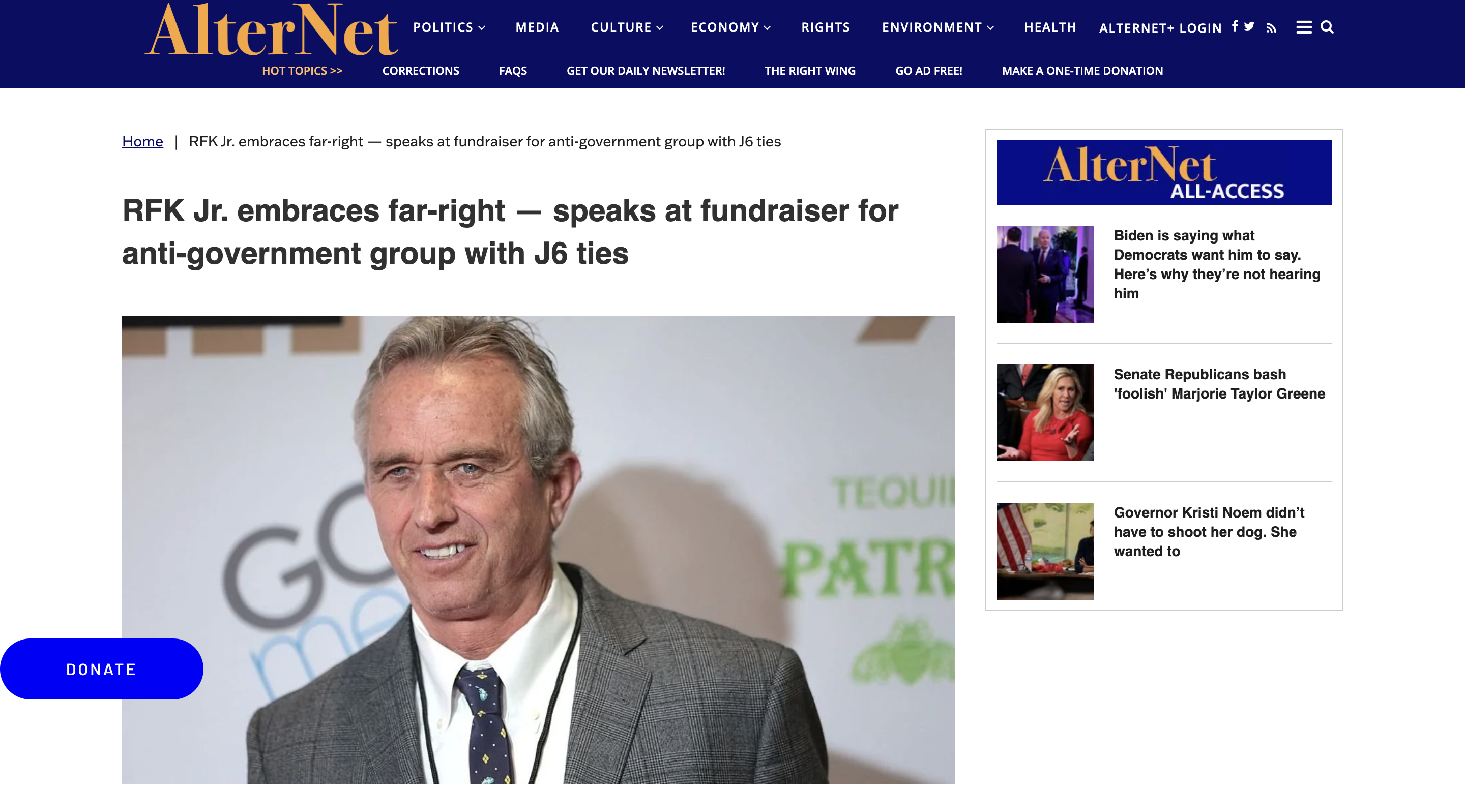 screenshot of AlterNet