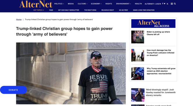 Screenshot of AlterNet