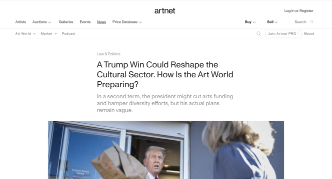 screenshot of artnet