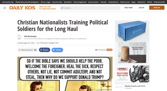 Screenshot of The Daily Kos