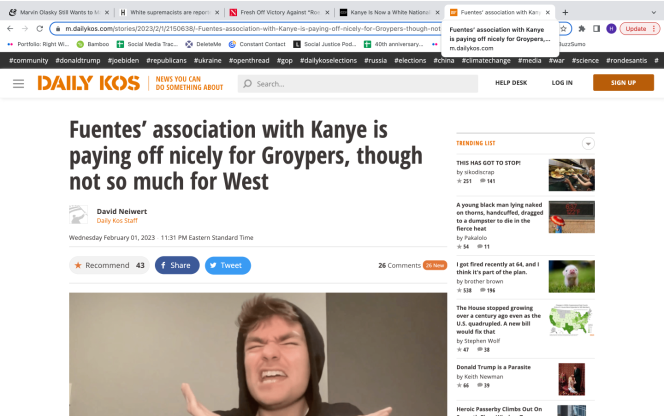 screenshot of Daily Kos