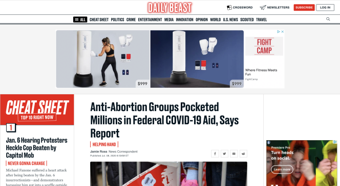 Screenshot of Daily Beast