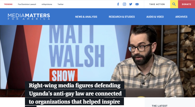 screenshot of Media Matters