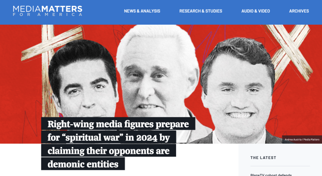 Screenshot of Media Matters