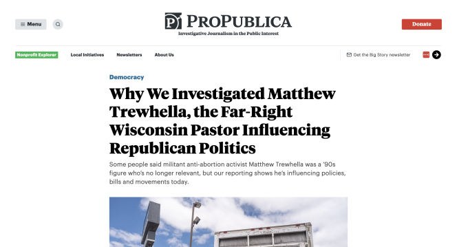 screenshot of ProPublica