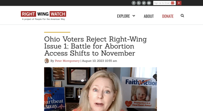 screenshot of Right Wing Watch