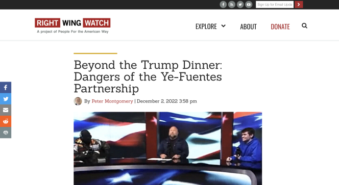 Screenshot of Right Wing Watch