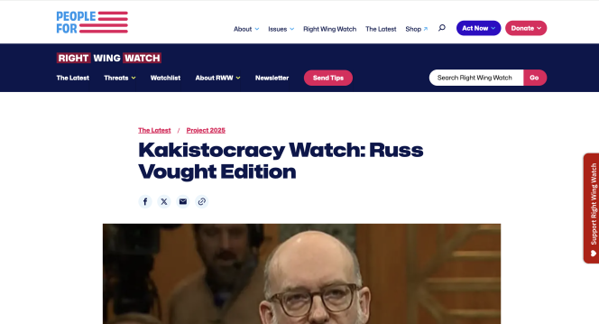 Screenshot of Right Wing Watch