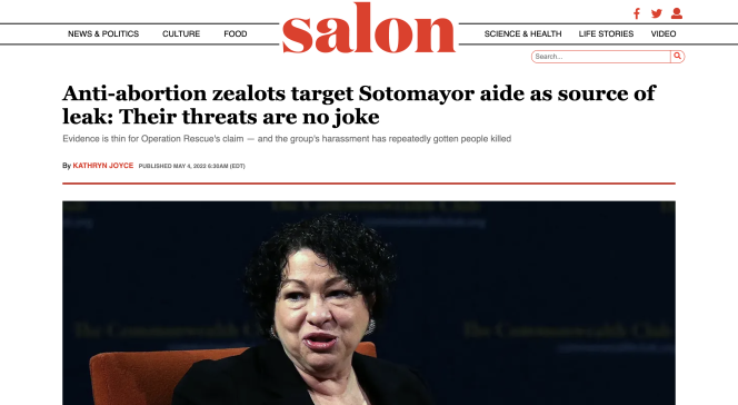 screenshot of Salon