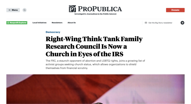 screenshot of Propublica