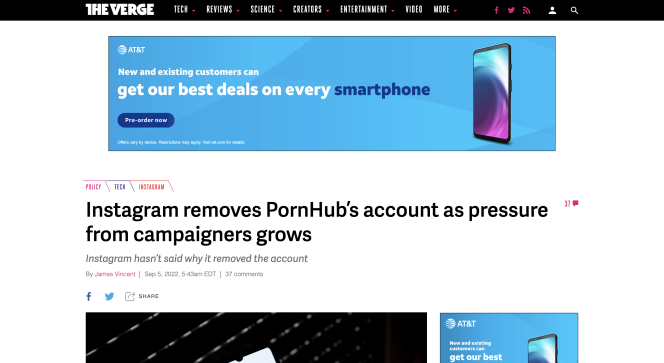 screenshot of The Verge