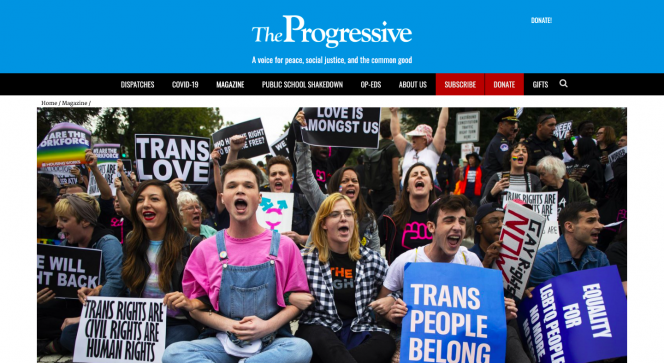 Young people sitting on the street, screaming something holding posters for trans-justice