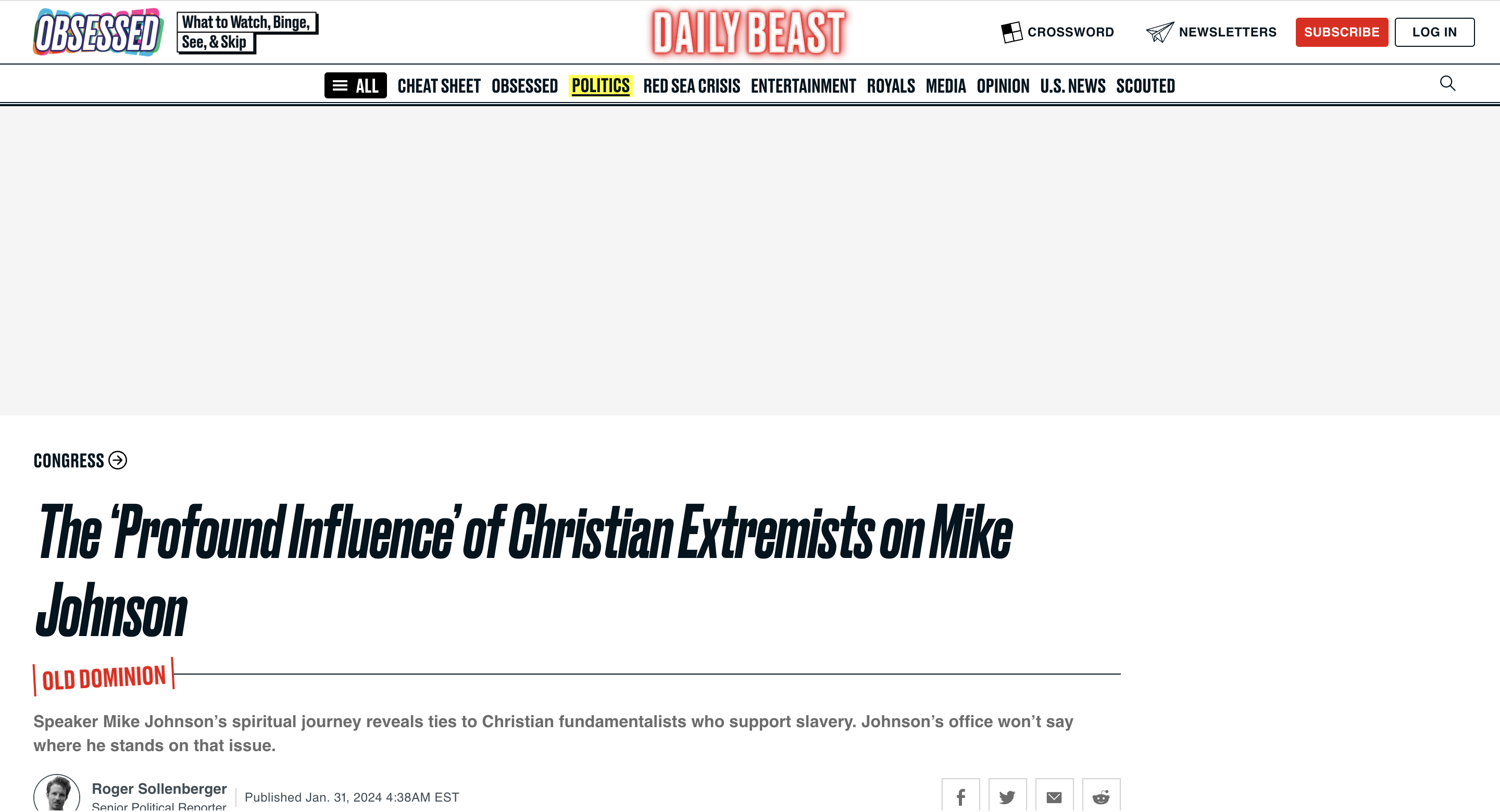 screenshot of daily beast