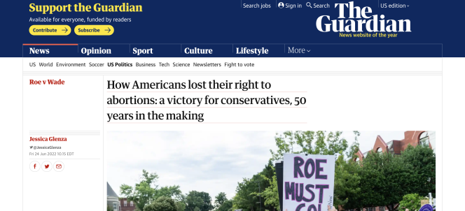 Screenshot of the Guardian