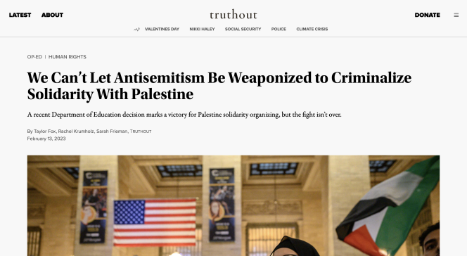 screenshot of Truthout