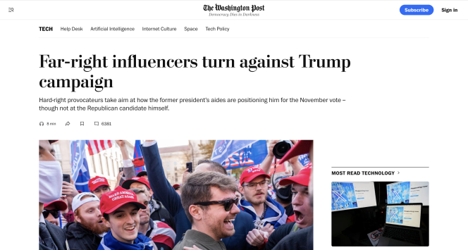 screenshot of Washington Post