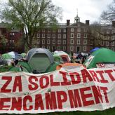 A student encampment in solidarity with Gaza at Brown university in April 2024 (Credit: Colonel Glenn/Flickr.com)