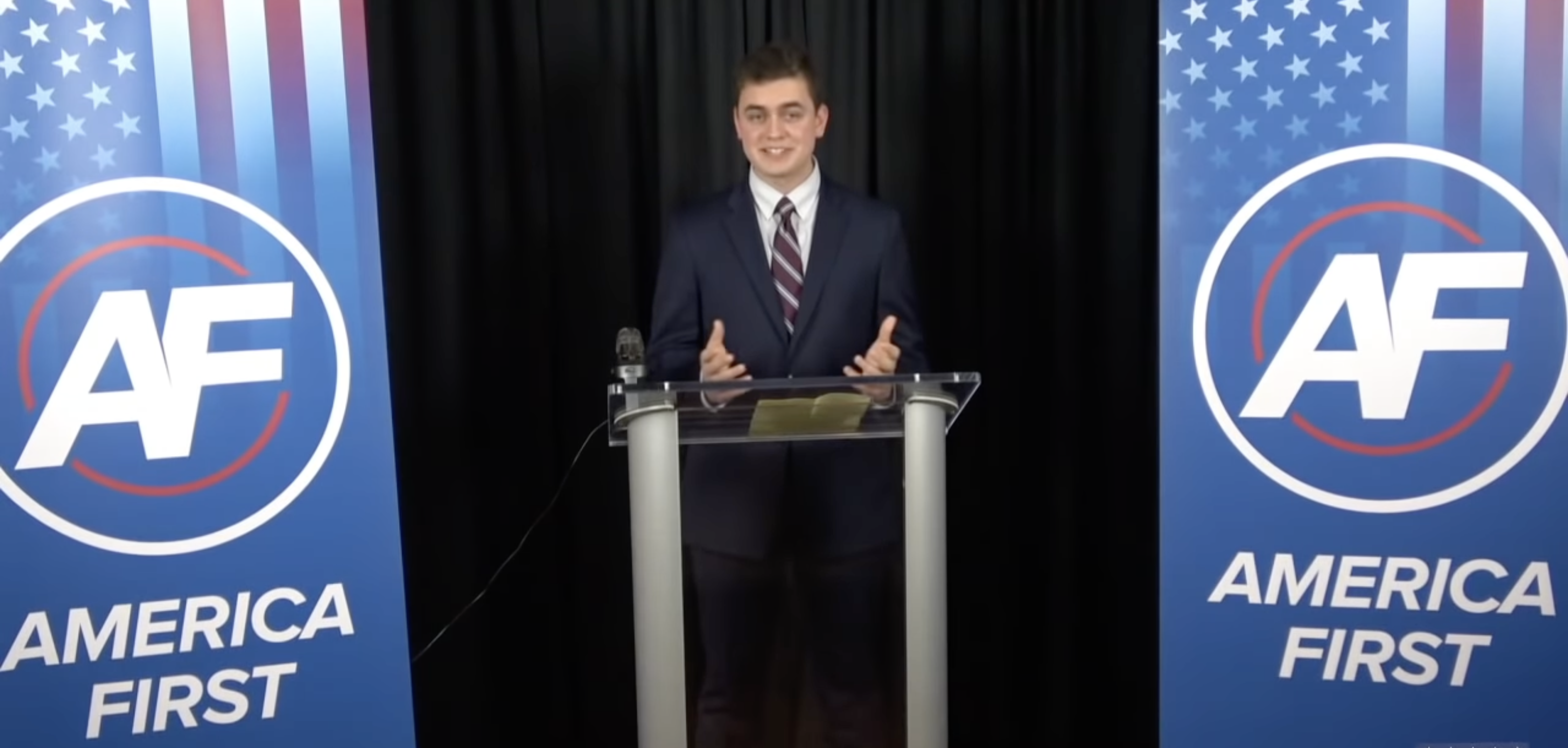 Jake Lloyd speaking at the 2019 Groyper Leadership Summit.