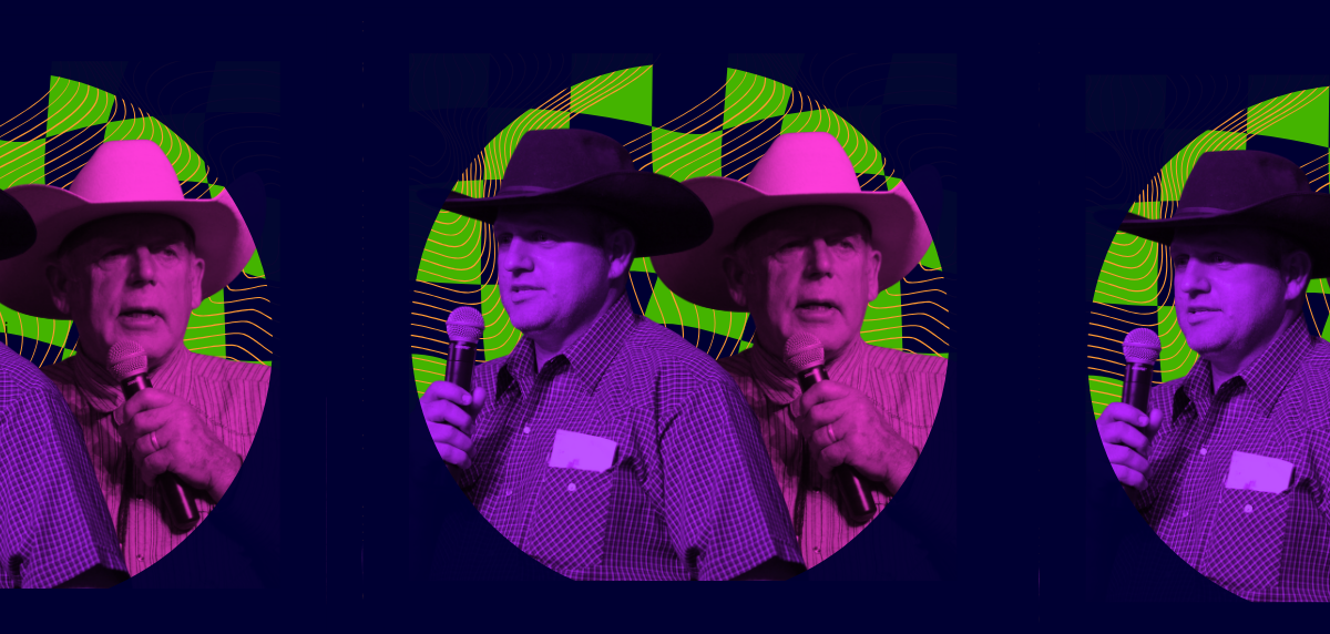 Ammon and Cliven Bundy speaking on microphones